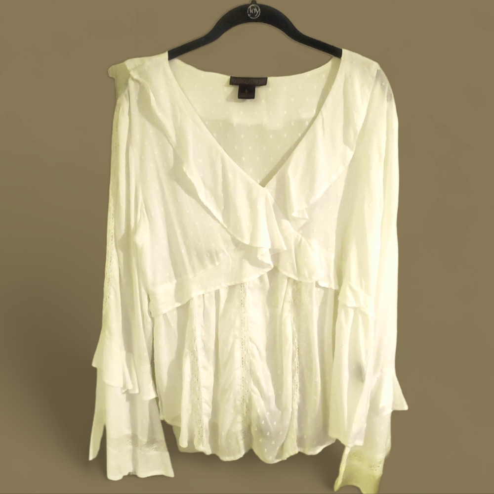 ROCK & ROLL COWGIRL Brand, Long Sleeve Ruffle Blouse Size L